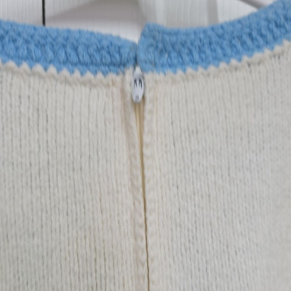 Vintage 1970s Hamton Court Tennis Skirt Cream/White And Blue Pleated Knitted NWT - Picture 9 of 10
